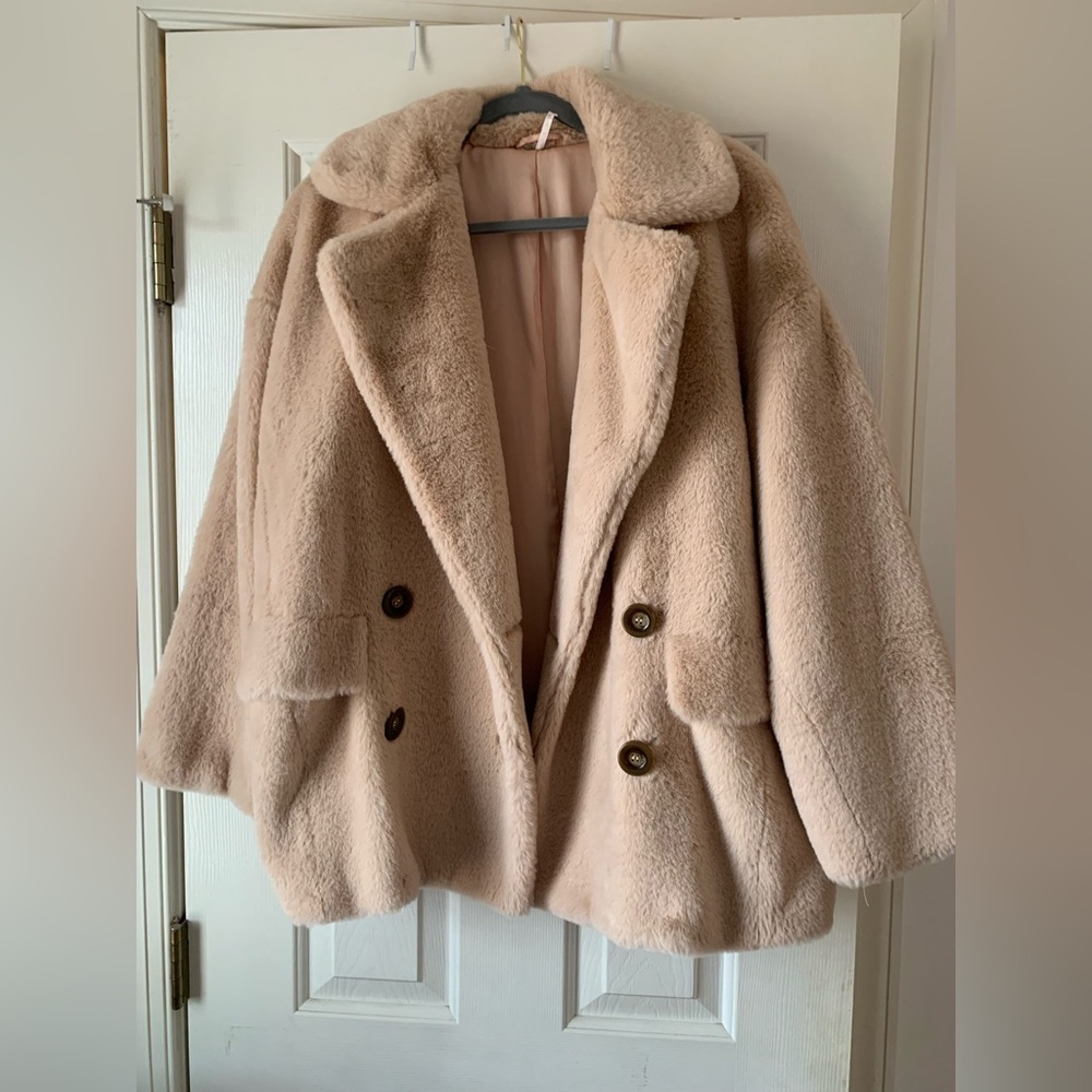 Free People faux fur blush coat